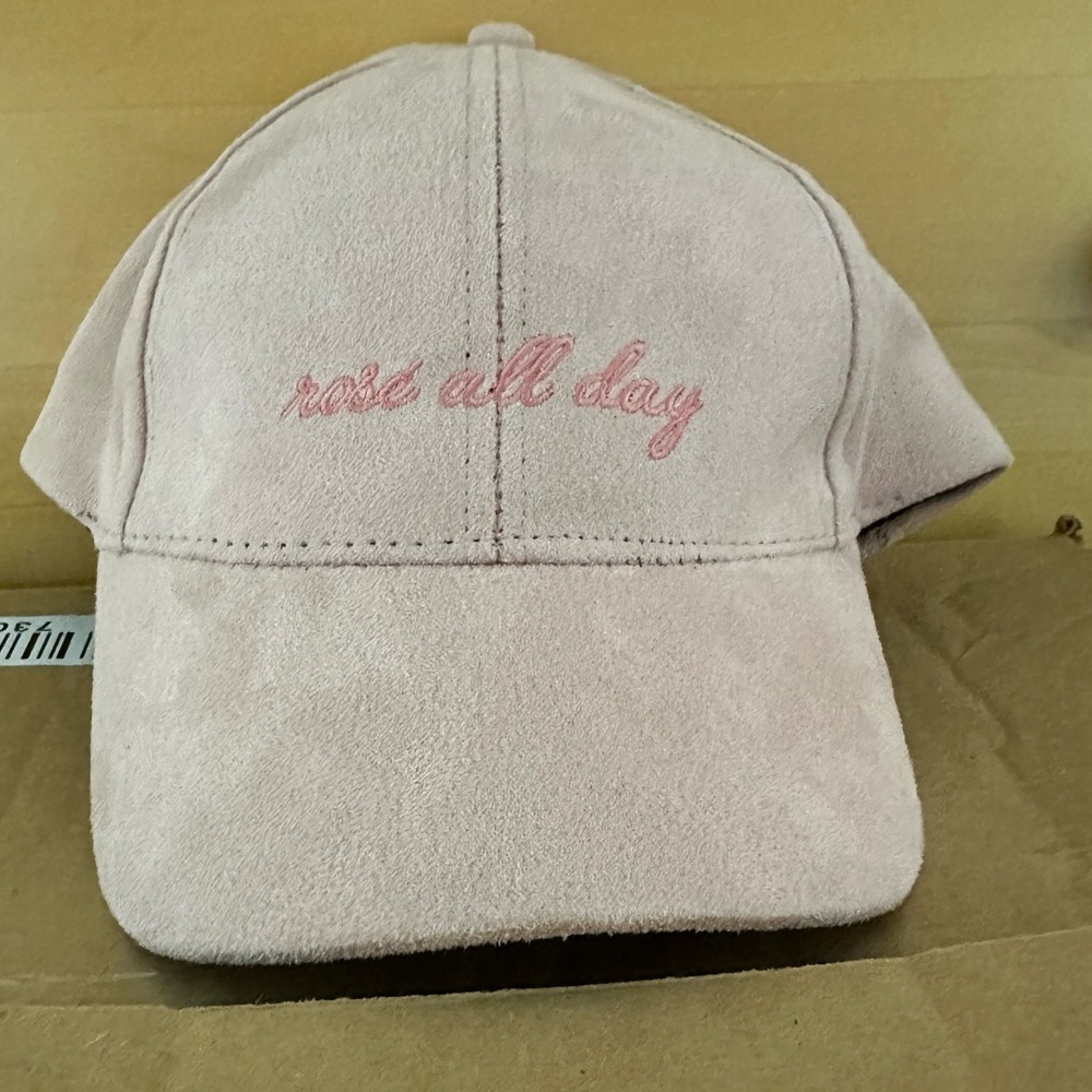 Pink 'Rosé All Day' Suede Cap